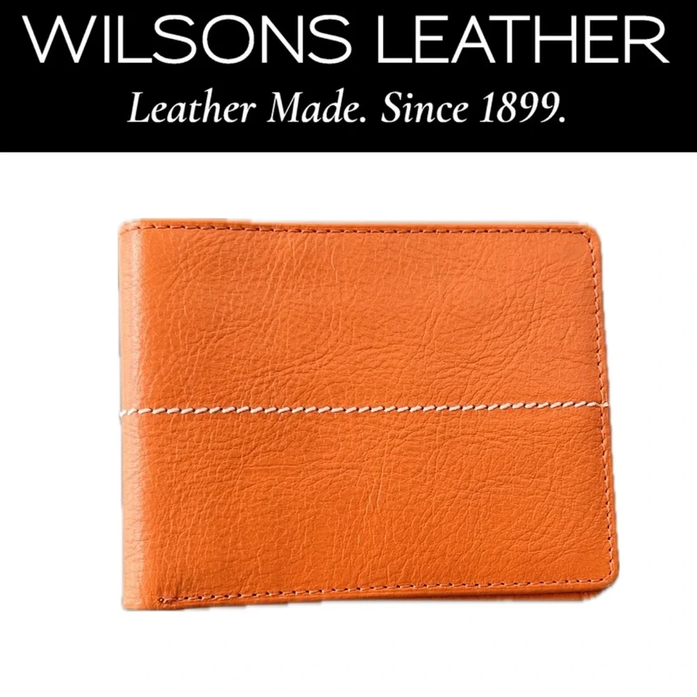 🍊NWOT Wallet | Orange Leather Bi-Fold Key Card/Cash Holder by Wilsons Leather